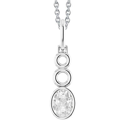 Ovale Oude Mijn Gesneden 2 Karaat Echt Diamanten Hanger Met Ketting Bezel set