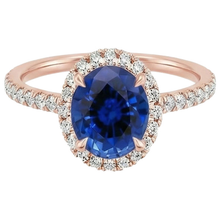 Afbeelding in Gallery-weergave laden, Ovale Saffier uit de aarde gewonnen Diamanten Edelsteen Ring 8 Karaat Sieraden Roségoud 14K
