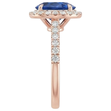 Afbeelding in Gallery-weergave laden, Ovale Saffier uit de aarde gewonnen Diamanten Edelsteen Ring 8 Karaat Sieraden Roségoud 14K
