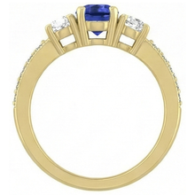 Afbeelding in Gallery-weergave laden, Ovale Saffier Edelsteen Ring 3 Karaat Dames Sprankelende Diamanten Sieraden

