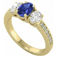 Afbeelding in Gallery-weergave laden, Ovale Saffier Edelsteen Ring 3 Karaat Dames Sprankelende Diamanten Sieraden

