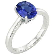 Afbeelding in Gallery-weergave laden, Ovale Solitaire Ceylon Sapphire Trouwring 3 Karaat Goud
