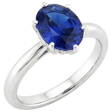 Afbeelding in Gallery-weergave laden, echte oval saffier 2.50karaat ring zijaanzicht
