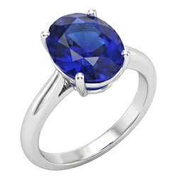 Ovale Sri Lanka Sapphire Solitaire Ring Wit Goud 14K 3.30 Karaat