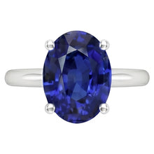 Afbeelding in Gallery-weergave laden, Ovale Sri Lanka Sapphire Solitaire Ring Wit Goud 14K 3.30 Karaat
