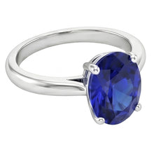 Afbeelding in Gallery-weergave laden, Ovale Sri Lanka Sapphire Solitaire Ring Wit Goud 14K 3.30 Karaat
