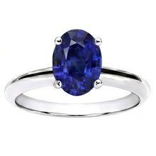 Afbeelding in Gallery-weergave laden, Ovale Sri Lanka Sapphire Solitaire Ring Wit Goud 14K 3.30 Karaat
