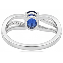 Afbeelding in Gallery-weergave laden, echte round saffier 3karaat ring met diamantaccenten
