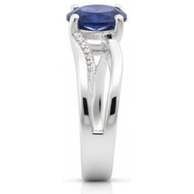 Afbeelding in Gallery-weergave laden, echte round saffier 3karaat ring op wit
