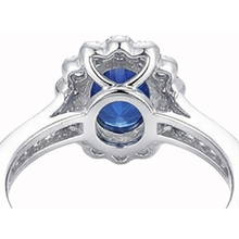 Afbeelding in Gallery-weergave laden, Ovale Sri Lankaanse saffierring Ronde Natuurlijke echte diamanten ( niet in een laboratorium gekweekt ) gouden sieraden 2 karaat
