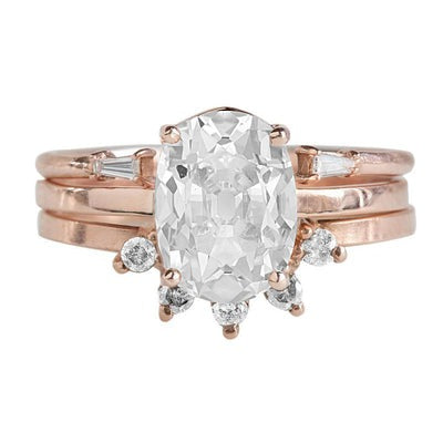 Ovale Verlovingsring set Oude Mijn Geslepen Natuurlijk Diamanten Gouden Sieraden 8,60 Karaat