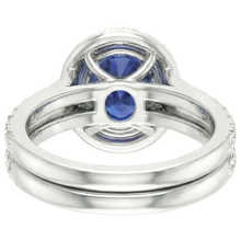Afbeelding in Gallery-weergave laden, Natuurlijke (niet labgekweekte) ovale blauwe saffier halo verlovingsring set 10.25 karaat witgoud
