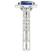Afbeelding in Gallery-weergave laden, Natuurlijke (niet labgekweekte) ovale blauwe saffier halo verlovingsring set 10.25 karaat witgoud

