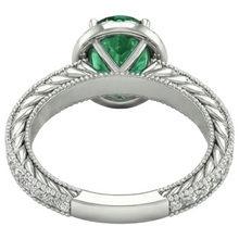 Afbeelding in Gallery-weergave laden, echte round smaragd 3.50karaat ring met diamantaccenten
