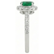 Afbeelding in Gallery-weergave laden, Ovale groene smaragd Natuurlijke echte diamant ( niet in het laboratorium gekweekt ) 3,85 karaat trouwring wit goud 14K
