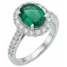 Afbeelding in Gallery-weergave laden, Ovale groene smaragd Natuurlijke echte diamanten ( niet in een laboratorium gekweekt ) edelsteen ring 2.50 karaat witgoud 14K
