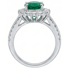 Afbeelding in Gallery-weergave laden, Ovale groene smaragd Natuurlijke echte diamanten ( niet in een laboratorium gekweekt ) edelsteen ring 2.50 karaat witgoud 14K
