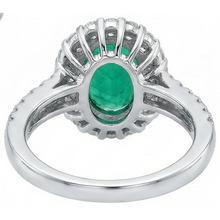 Afbeelding in Gallery-weergave laden, Ovale groene smaragd Natuurlijke echte diamanten ( niet in een laboratorium gekweekt ) edelsteen ring 2.50 karaat witgoud 14K
