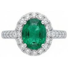 Afbeelding in Gallery-weergave laden, Ovale groene smaragd Natuurlijke echte diamanten ( niet in een laboratorium gekweekt ) edelsteen ring 2.50 karaat witgoud 14K
