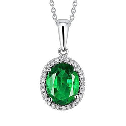 Ovale groene smaragd en ronde diamanten edelsteen hanger 7 karaat sieraden nieuw