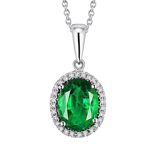 Ovale groene smaragd en ronde diamanten edelsteen hanger 7 karaat sieraden nieuw