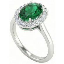 Afbeelding in Gallery-weergave laden, Ovale groene smaragd met ronde Natuurlijke echte diamant ( niet in het laboratorium gekweekt ) 4,50 karaat jubileumring
