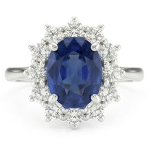 Afbeelding in Gallery-weergave laden, Ovale saffier en Natuurlijke echte diamanten ( niet in een laboratorium gekweekt ) fancy ring 1.55 karaat witgoud 14K
