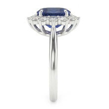 Afbeelding in Gallery-weergave laden, Ovale saffier en Natuurlijke echte diamanten ( niet in een laboratorium gekweekt ) fancy ring 1.55 karaat witgoud 14K
