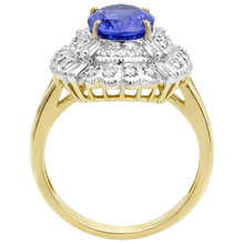 Afbeelding in Gallery-weergave laden, Ovale tanzaniet en baguette Natuurlijke echte diamanten ( niet in een laboratorium gekweekt ) gouden ring 8 karaat nieuw
