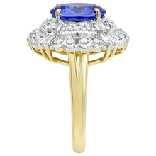 Afbeelding in Gallery-weergave laden, Ovale tanzaniet en baguette Natuurlijke echte diamanten ( niet in een laboratorium gekweekt ) gouden ring 8 karaat nieuw
