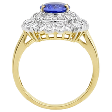 Afbeelding in Gallery-weergave laden, Ovale tanzaniet en baguette Natuurlijke echte diamanten ( niet in een laboratorium gekweekt ) gouden ring 8 karaat nieuw
