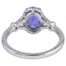 Afbeelding in Gallery-weergave laden, echte round tanzaniet 3.60karaat ring met diamantaccenten
