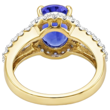 Afbeelding in Gallery-weergave laden, echte round tanzaniet 3.50karaat ring met diamantaccenten
