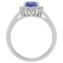 Afbeelding in Gallery-weergave laden, Ovale tanzaniet met Natuurlijke echte diamanten ( niet in een laboratorium gekweekt ) 9 kt ring nieuw goud wit 14k
