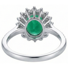 Afbeelding in Gallery-weergave laden, Ovale vorm groene smaragd en Natuurlijke echte diamanten ( niet in een laboratorium gekweekt ) ring wit goud 14K 5,75 Ct
