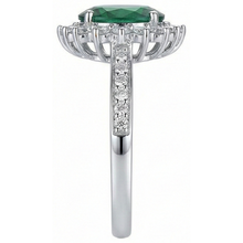 Afbeelding in Gallery-weergave laden, Ovale vorm groene smaragd en Natuurlijke echte diamanten ( niet in een laboratorium gekweekt ) ring wit goud 14K 5,75 Ct

