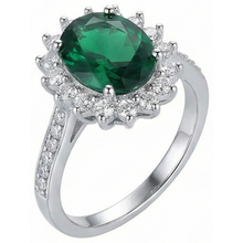 Afbeelding in Gallery-weergave laden, Ovale vorm groene smaragd en Natuurlijke echte diamanten ( niet in een laboratorium gekweekt ) ring wit goud 14K 5,75 Ct
