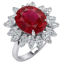 Afbeelding in Gallery-weergave laden, Ovaal Geslepen 13.80 Karaat Robijn IGI GECERTIFICEERDE Diamanten Witgoud 14K Ring
