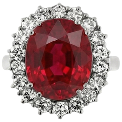 Ovaal Geslepen Rode Robijn IGI GECERTIFICEERDE Edelsteen Met Diamanten Ring Witgoud 14K 10.50 Ct