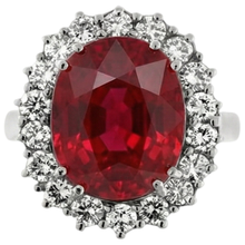 Afbeelding in Gallery-weergave laden, Ovaal Geslepen Rode Robijn IGI GECERTIFICEERDE Edelsteen Met Diamanten Ring Witgoud 14K 10.50 Ct
