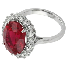 Afbeelding in Gallery-weergave laden, Ovaal Geslepen Rode Robijn IGI GECERTIFICEERDE Edelsteen Met Diamanten Ring Witgoud 14K 10.50 Ct
