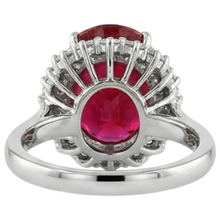 Afbeelding in Gallery-weergave laden, Ovaal Geslepen Rode Robijn IGI GECERTIFICEERDE Edelsteen Met Diamanten Ring Witgoud 14K 10.50 Ct
