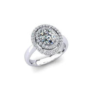 Ovale En Ronde Echt Diamanten Trouwring Van 1,96 Ct