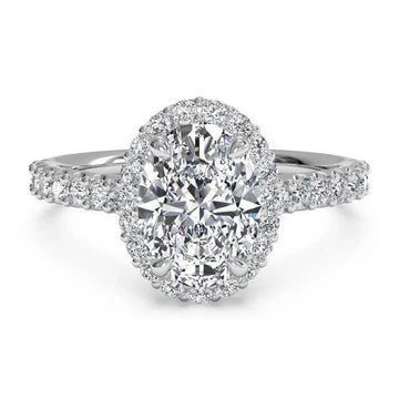 Ovale En Ronde Echt Diamanten Verlovingsring Halo 2,30 Ct