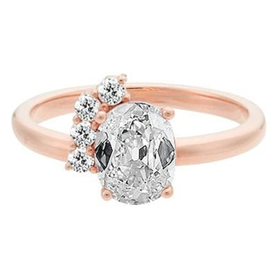 Ovale En Ronde Oude Mijnwerker Echt Diamanten Ring 1,75 Karaat Roségoud 14K
