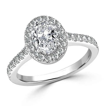 Ovale Halo Echt Diamanten Verlovingsring 2.34 Karaat