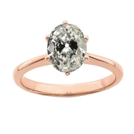 Ovale Old Miner Echt Diamond Solitaire Ring 14K Rose Gold 3,50 Karaat