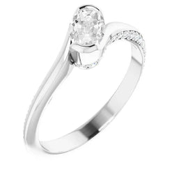Ovale Oud Europees Geslepen uit de aarde gewonnen Diamanten Verlovingsring 5.50 Karaat Gedraaide Stijl