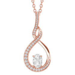 Ovale Oude Mijnwerker Echt Diamanten Hanger Dia Met Ketting 3 Karaat Gedraaide Stijl