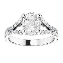 Ovale Oude Mijnwerker Echte Natuurlijke uit de aarde gewonnen Diamanten Ring Prong Gezet Gespleten Schacht 7 Karaat